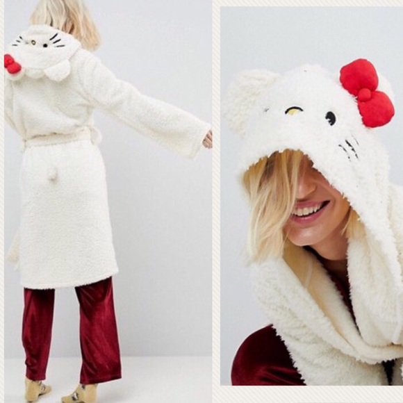 ASOS Other - Asos Hello Kitty fluffy robe with hood sz S